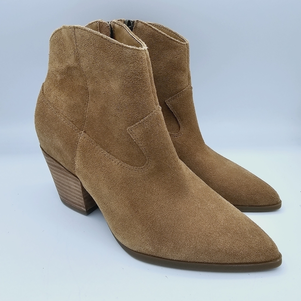 Lucky Brand Ellamy Heeled Pointy Toe Suede Ankle Boots Booties size 6.5